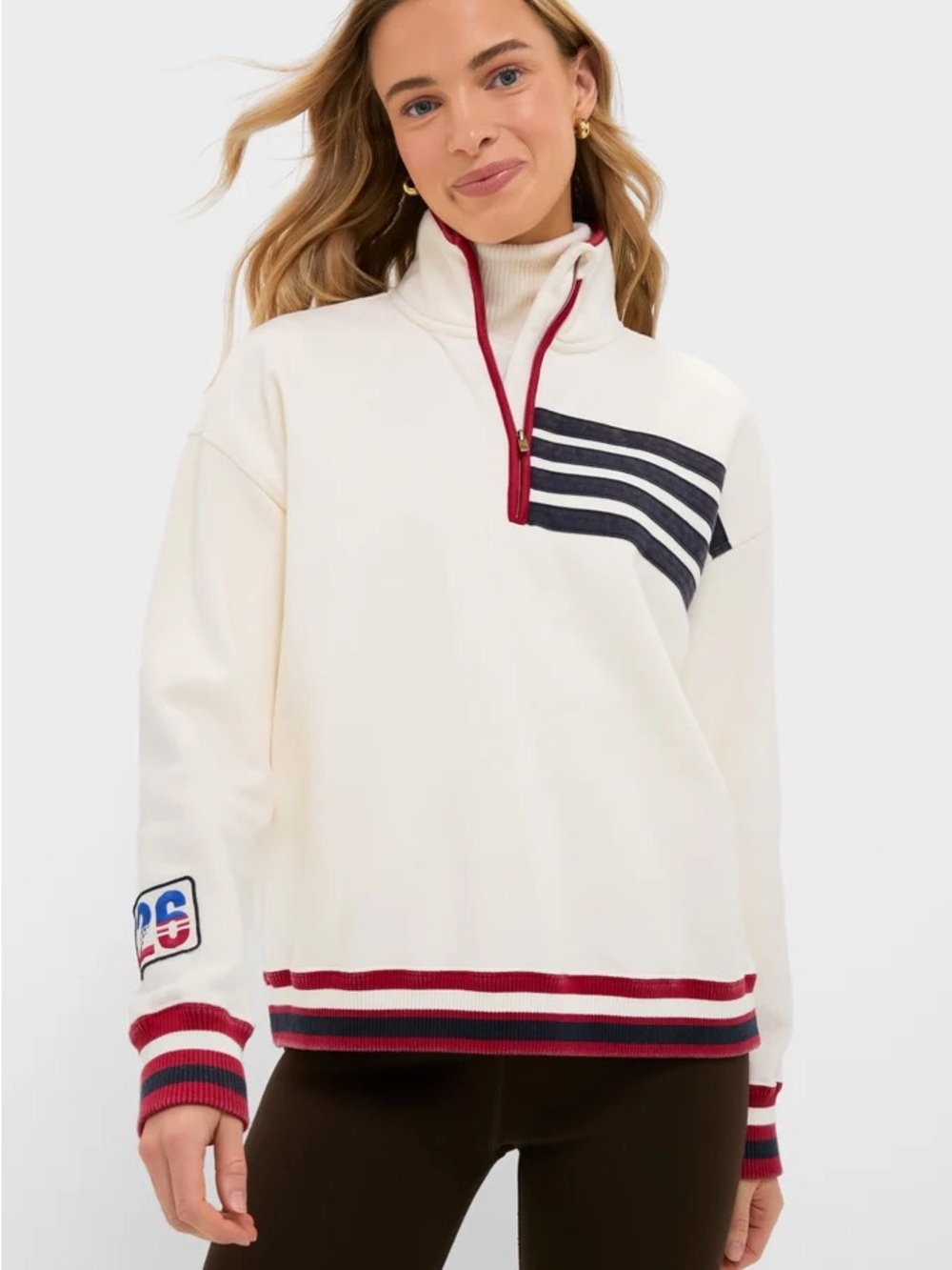 TUCKERNUCK Americana collection Antique White Flag Heiden Quarter Zip - Picture 3 of 8